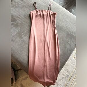 Rose nude bodycon midi dress